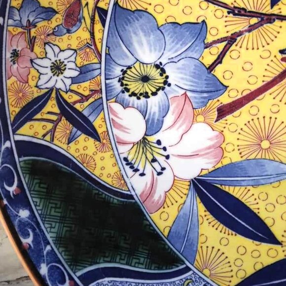 Vintage Japanese Royal Maruishi Tajimi Kutani Bluebird/Flowers Charger Platter - Picture 8 of 10